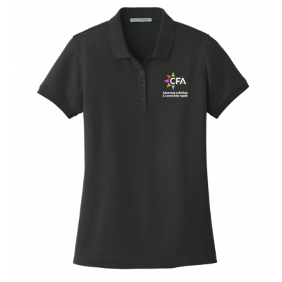 Women's Cotton Pique Black Polo