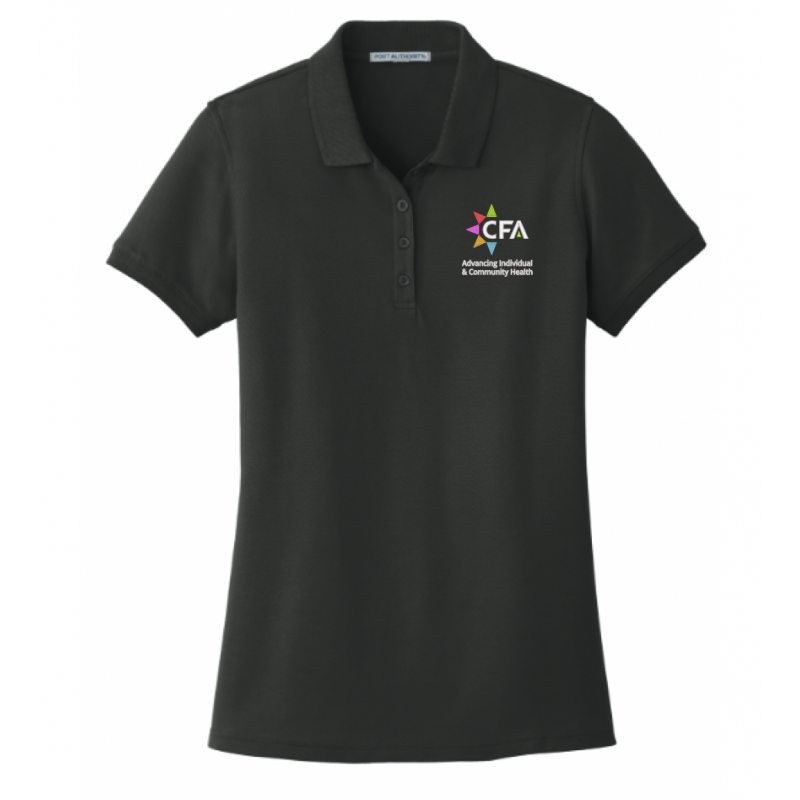 Women's Cotton Pique Black Polo